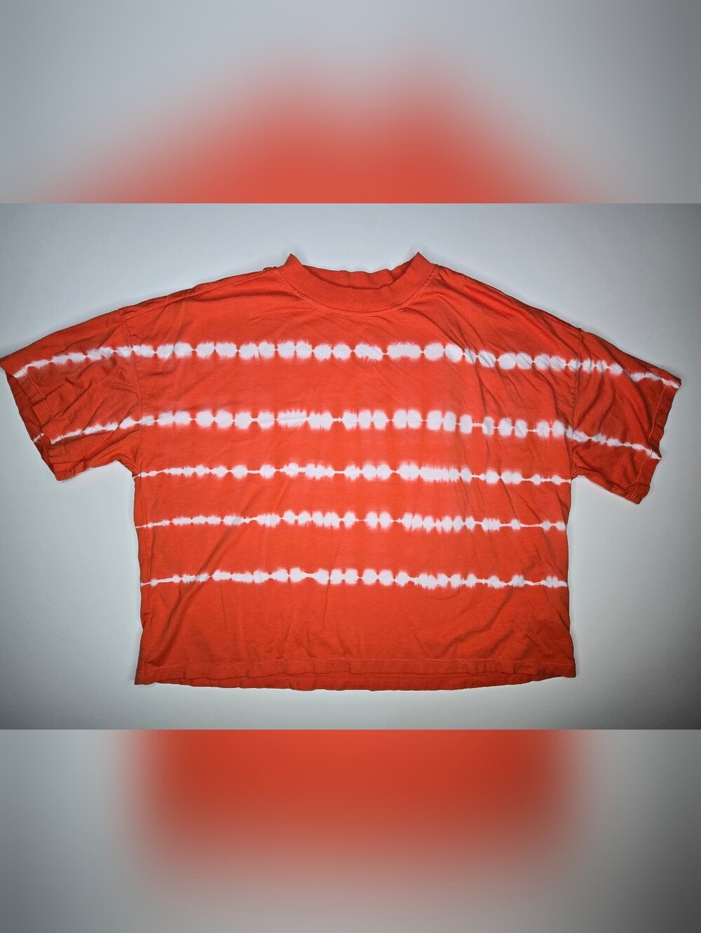 Calvin Klein Performance Women's XL Orange White Striped Tie-Dye Cropped T-Shirt
